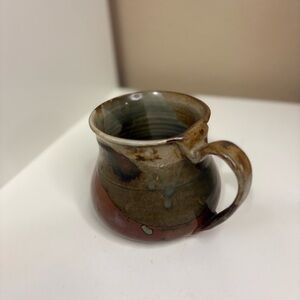 Handmade Pottery Mug Creamer Rustic Brown Glaze Earthy Tones Artisan